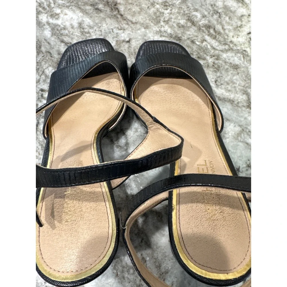 Michael by Michael Shannon Seren sandals, snake-print faux leather flare heel 10